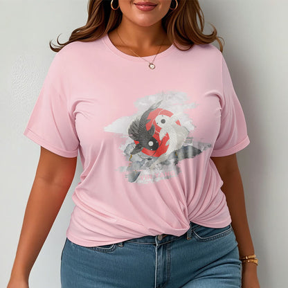 Mythstone Yin Yang Koi Fish Clouds Cotton Tee T-shirt