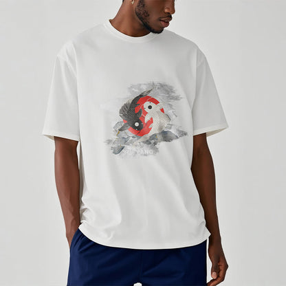 Mythstone Yin Yang Koi Fish Clouds Cotton Tee T-shirt