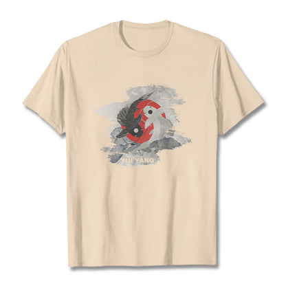 Mythstone Yin Yang Koi Fish Clouds Cotton Tee T-shirt