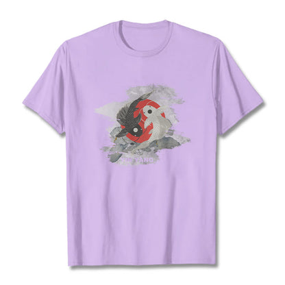 Mythstone Yin Yang Koi Fish Clouds Cotton Tee T-shirt