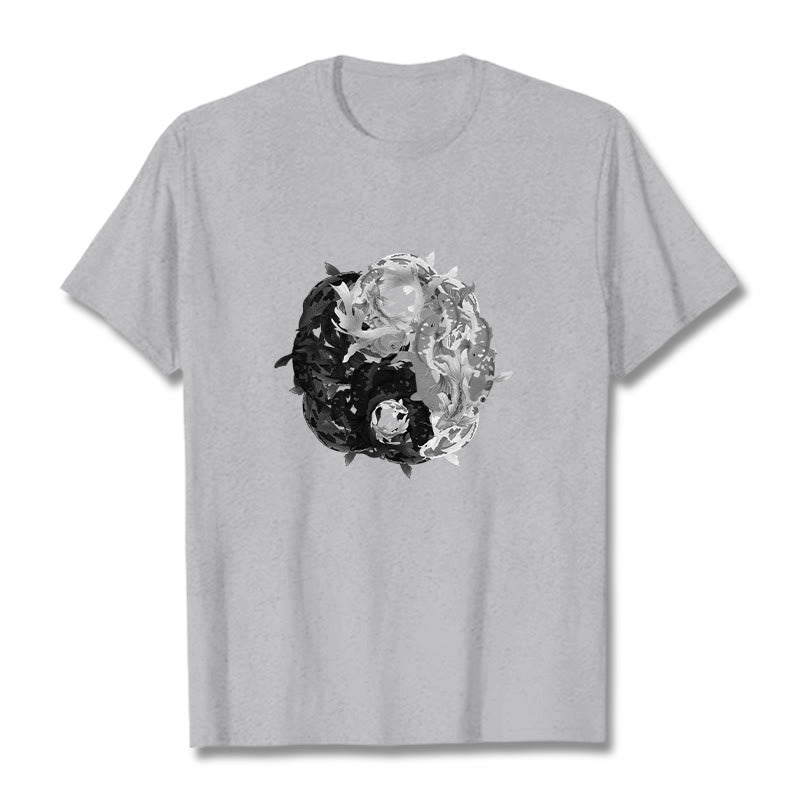 Camiseta de algodón con combinación de peces koi yin yang de Mythstone 