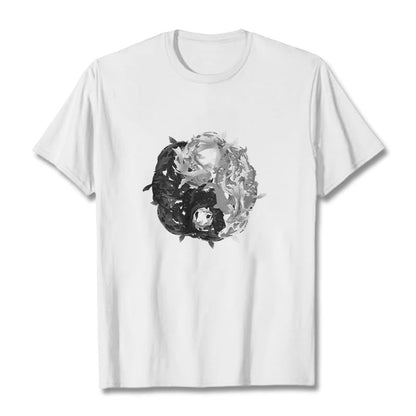 Camiseta de algodón con combinación de peces koi yin yang de Mythstone 