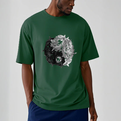 Camiseta de algodón con combinación de peces koi yin yang de Mythstone 