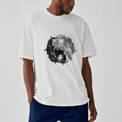 Camiseta de algodón con combinación de peces koi yin yang de Mythstone 