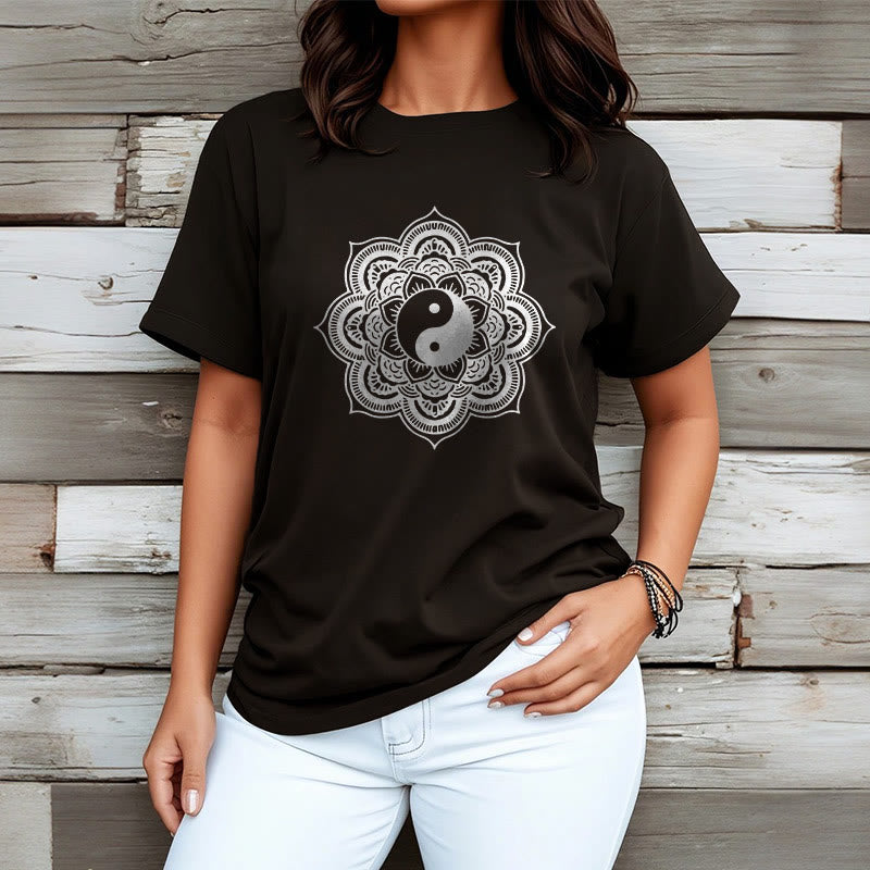 Mythstone Mandala Yin Yang Cotton Tee T-shirt