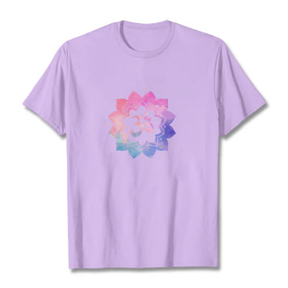 Mythstone Om Colorful Lotus Cotton Tee T-shirt