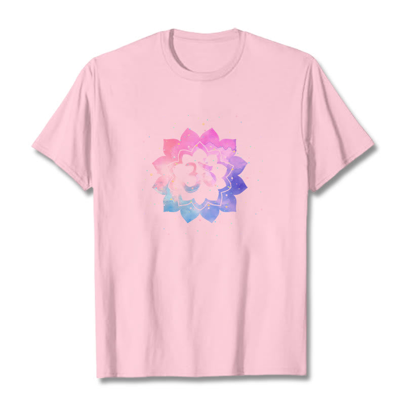 Mythstone Om Colorful Lotus Cotton Tee T-shirt