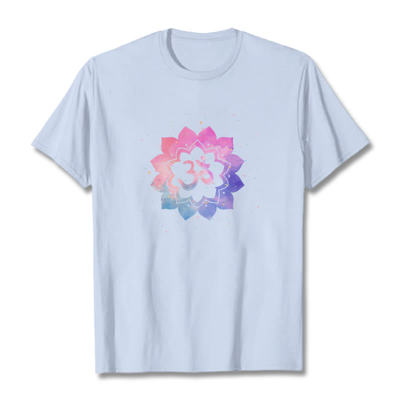 Mythstone Om Colorful Lotus Cotton Tee T-shirt