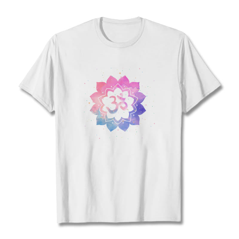 Mythstone Om Colorful Lotus Cotton Tee T-shirt