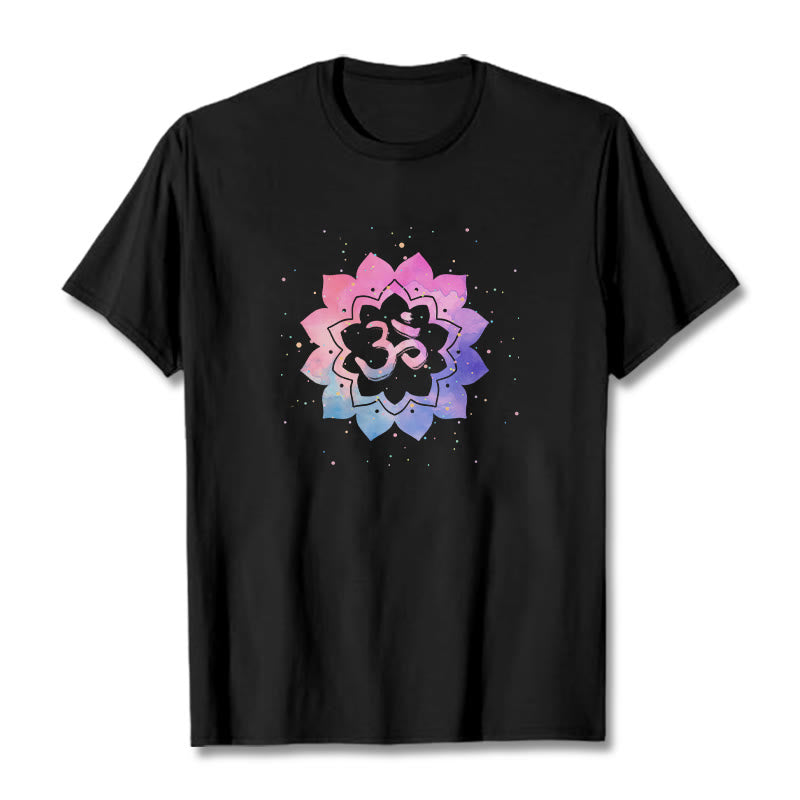 Mythstone Om Colorful Lotus Cotton Tee T-shirt