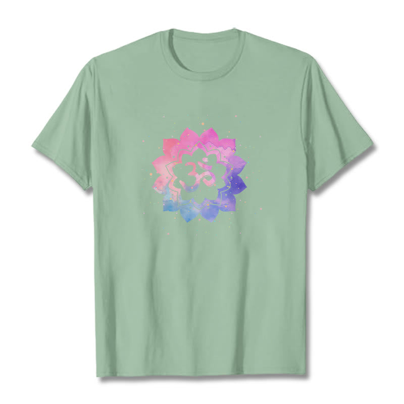 Mythstone Om Colorful Lotus Cotton Tee T-shirt