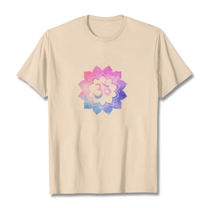 Mythstone Om Colorful Lotus Cotton Tee T-shirt