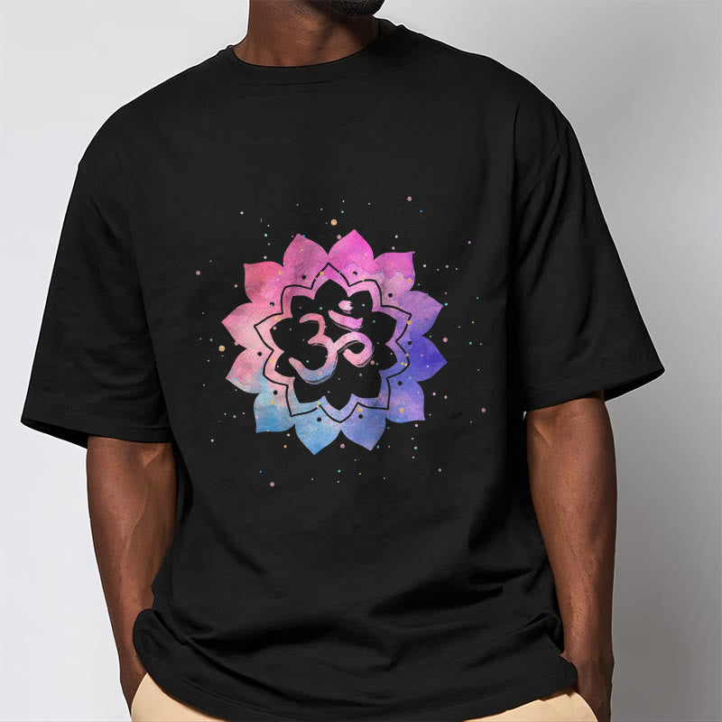 Mythstone Om Colorful Lotus Cotton Tee T-shirt