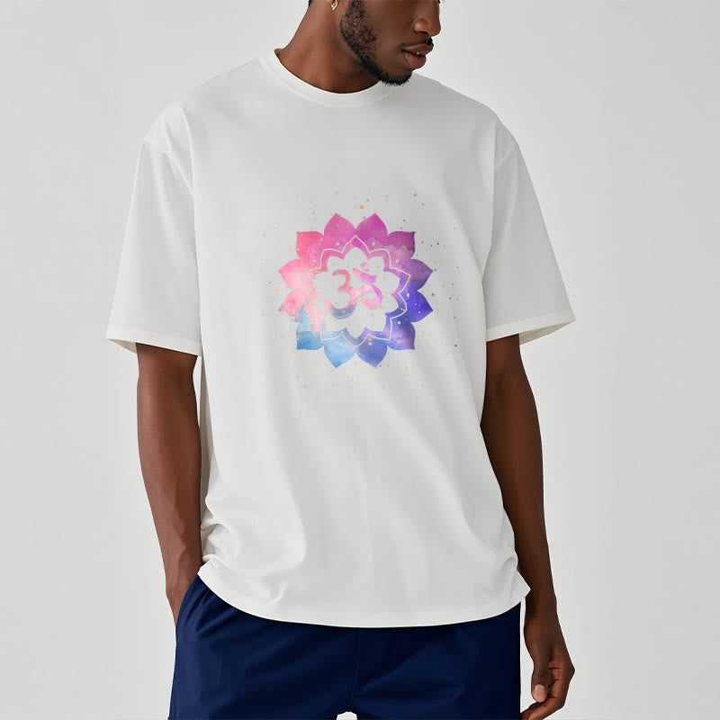 Mythstone Om Colorful Lotus Cotton Tee T-shirt