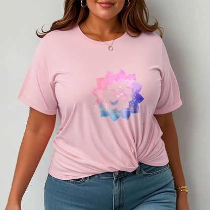 Mythstone Om Colorful Lotus Cotton Tee T-shirt