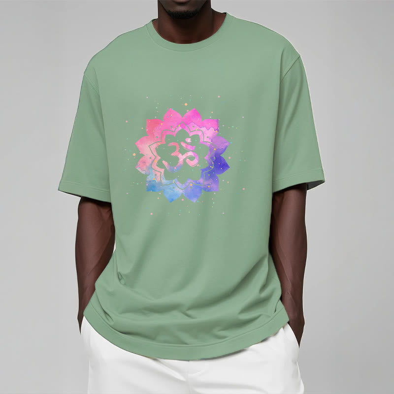 Mythstone Om Colorful Lotus Cotton Tee T-shirt