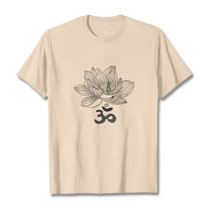 Mythstone Om Lotus Sketch Cotton Tee T-shirt