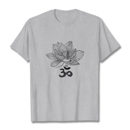 Mythstone Om Lotus Sketch Cotton Tee T-shirt