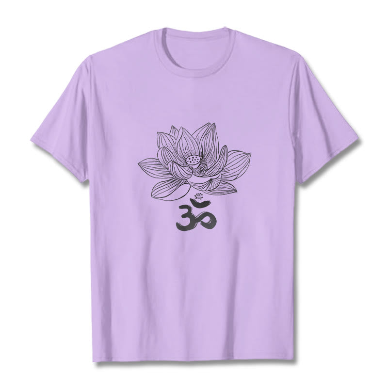 Mythstone Om Lotus Sketch Cotton Tee T-shirt