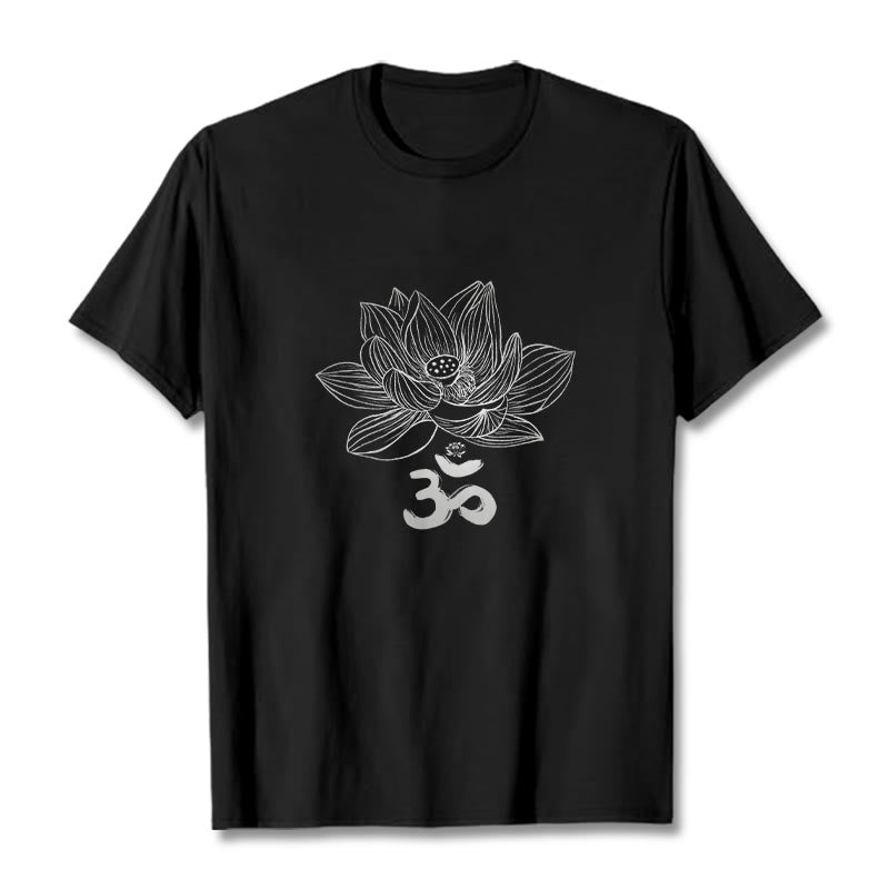 Mythstone Om Lotus Sketch Cotton Tee T-shirt