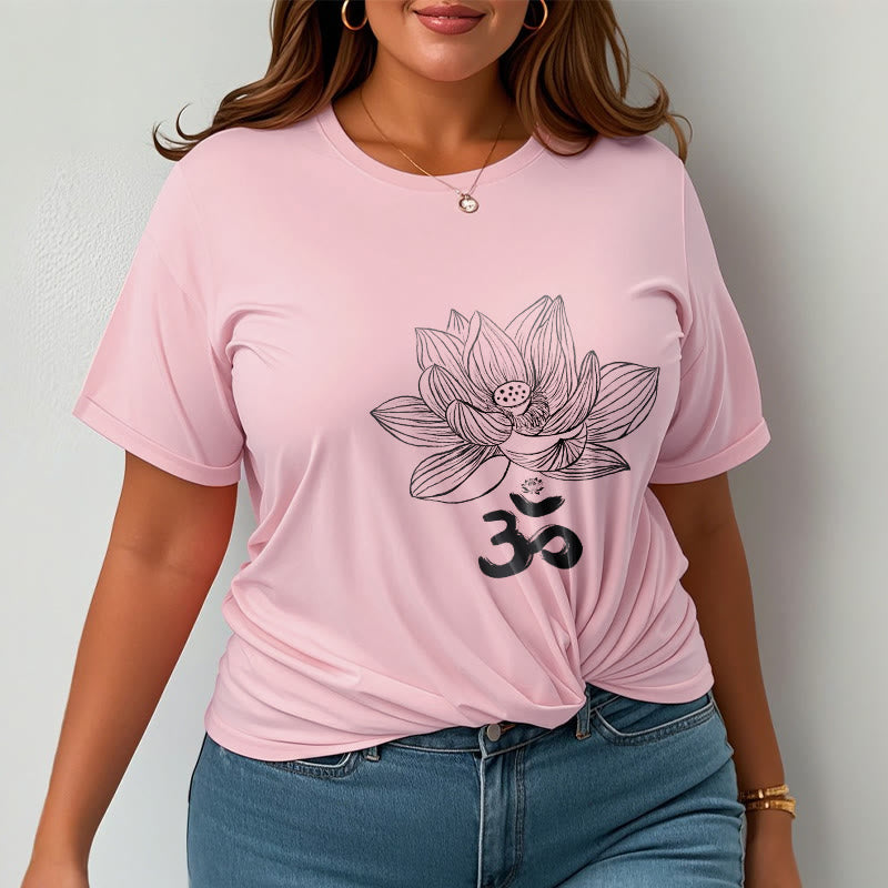 Mythstone Om Lotus Sketch Cotton Tee T-shirt