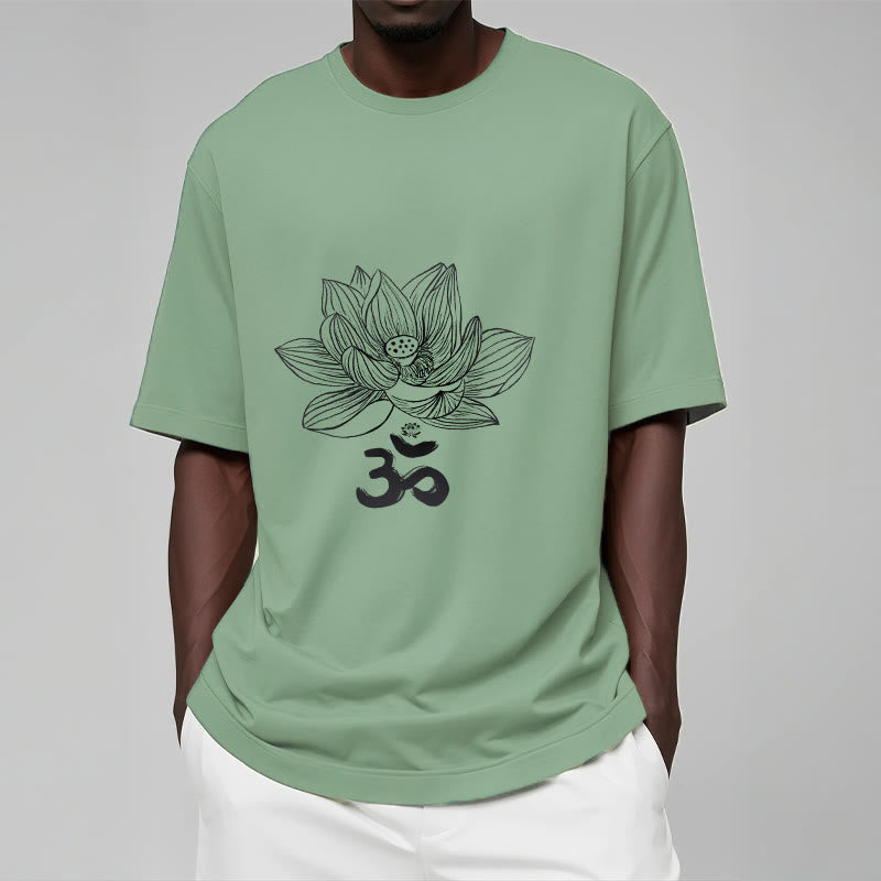 Mythstone Om Lotus Sketch Cotton Tee T-shirt