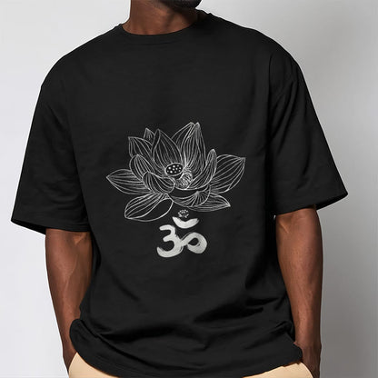 Mythstone Om Lotus Sketch Cotton Tee T-shirt