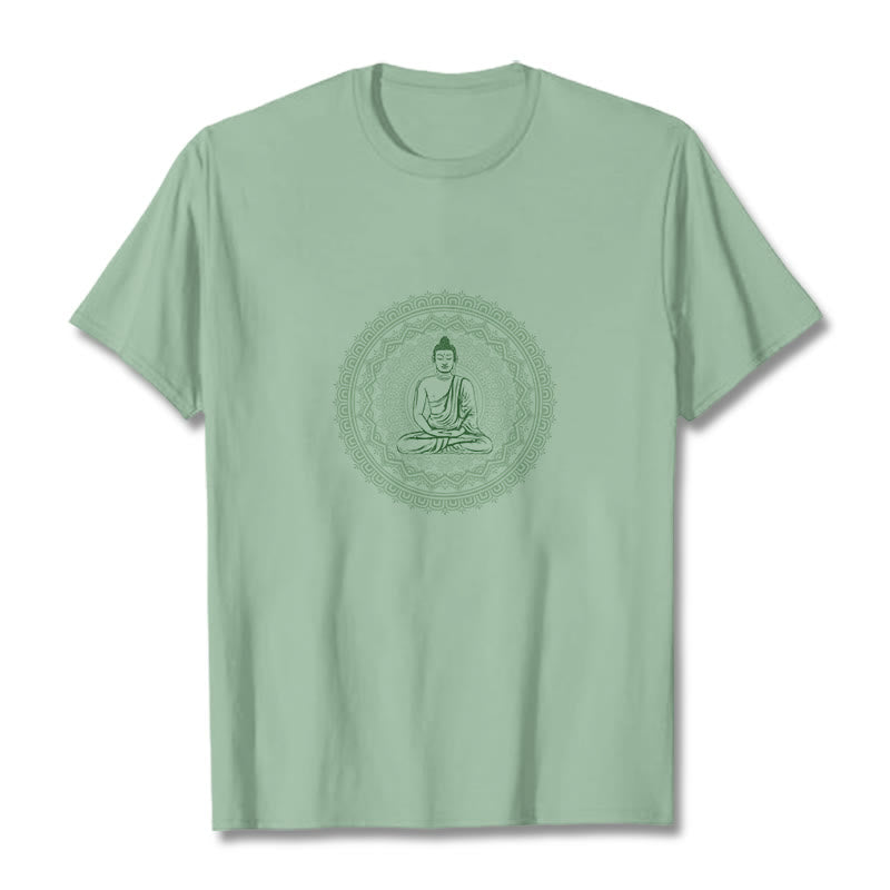 Camiseta de algodón con diseño de Buda y mandala de Mythstone 