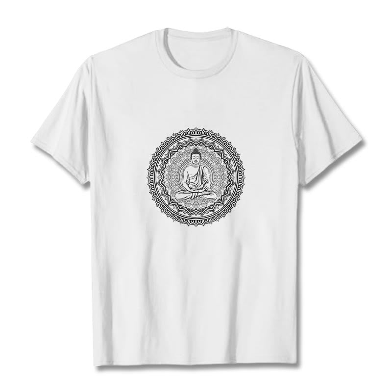 Camiseta de algodón con diseño de Buda y mandala de Mythstone 