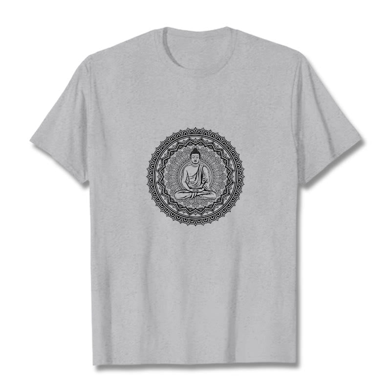 Camiseta de algodón con diseño de Buda y mandala de Mythstone 