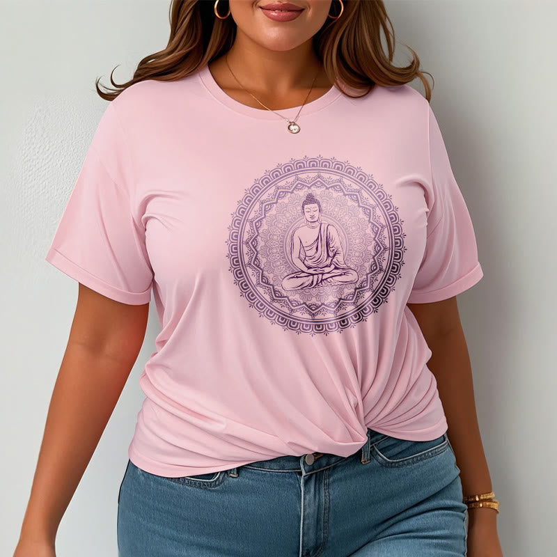 Camiseta de algodón con diseño de Buda y mandala de Mythstone 