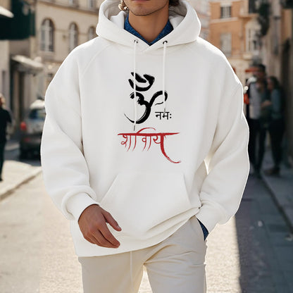 Sudadera con capucha de poliéster con forro polar y mantra sánscrito OM NAMAH SHIVAYA de Mythstone 