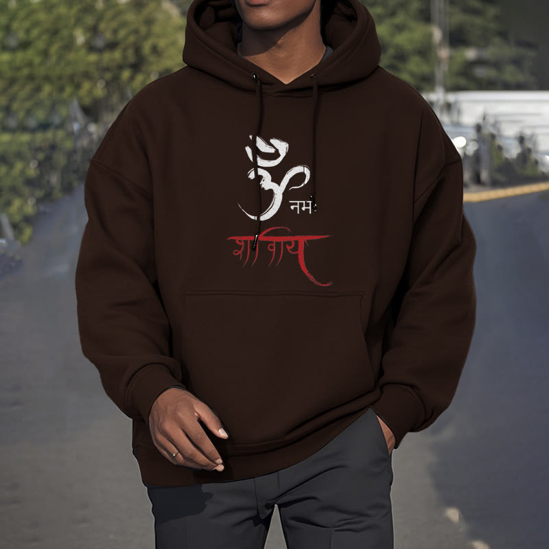 Sudadera con capucha de poliéster con forro polar y mantra sánscrito OM NAMAH SHIVAYA de Mythstone 