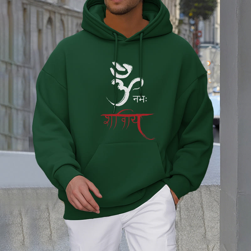 Sudadera con capucha de poliéster con forro polar y mantra sánscrito OM NAMAH SHIVAYA de Mythstone 