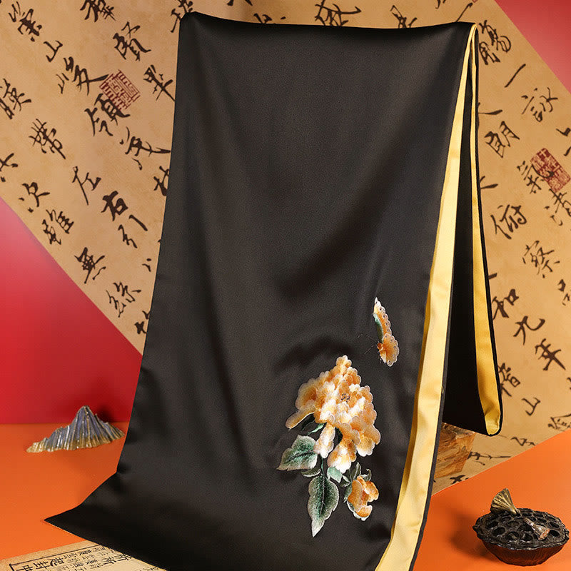 Mythstone Polyester Shawl Yulan Butterfly Bamboo Magpie Suzhou Embroidery Winter Cozy Travel Scarf Wrap