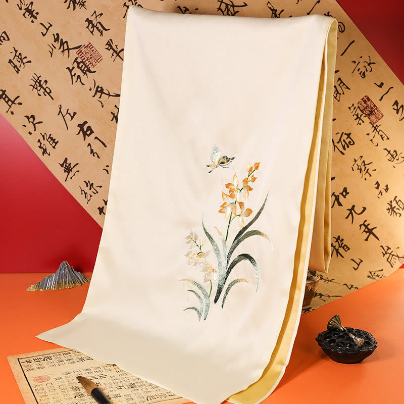 Mythstone Polyester Shawl Yulan Butterfly Bamboo Magpie Suzhou Embroidery Winter Cozy Travel Scarf Wrap