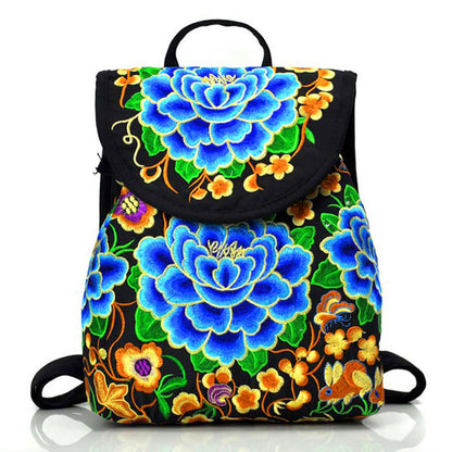 Mythstone Peony Chinese Money Tree Embroidery Canvas Backpack