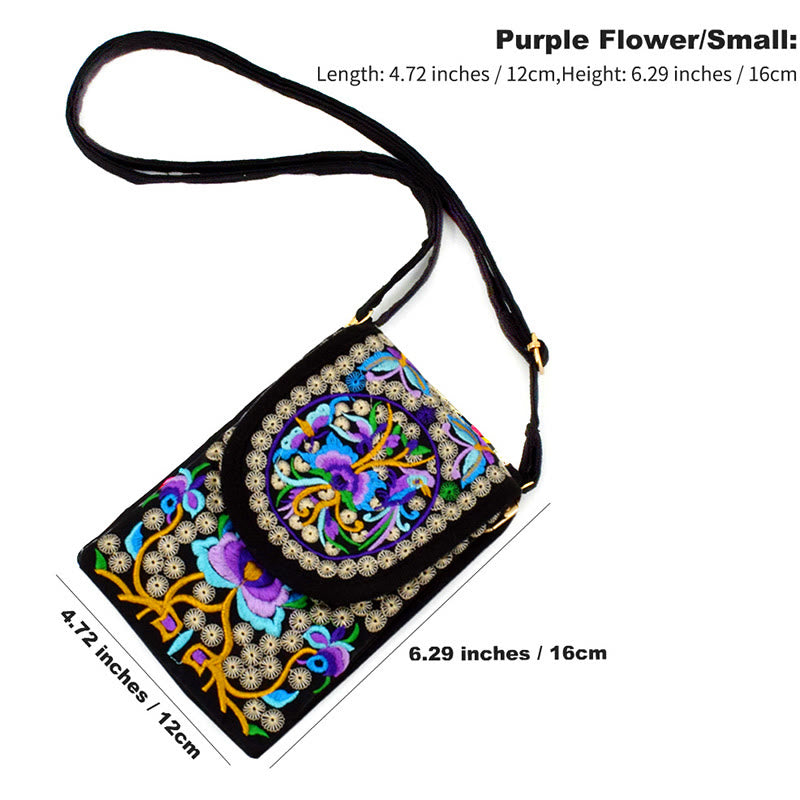 Mythstone Inula Flower Rose Embroidery Canvas Backpack Crossbody Bag