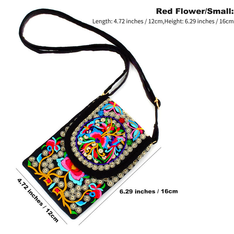 Mythstone Inula Flower Rose Embroidery Canvas Backpack Crossbody Bag