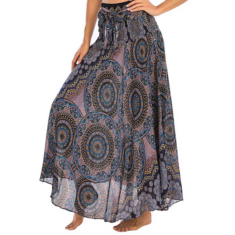 Mythstone Two Style Wear Bohemian Mandala Flower Lace-up Skirt Dress