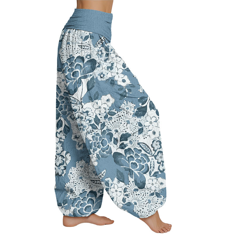 Mythstone Peony Dandelion Flowers Women's Elastic Waist Harem Pants