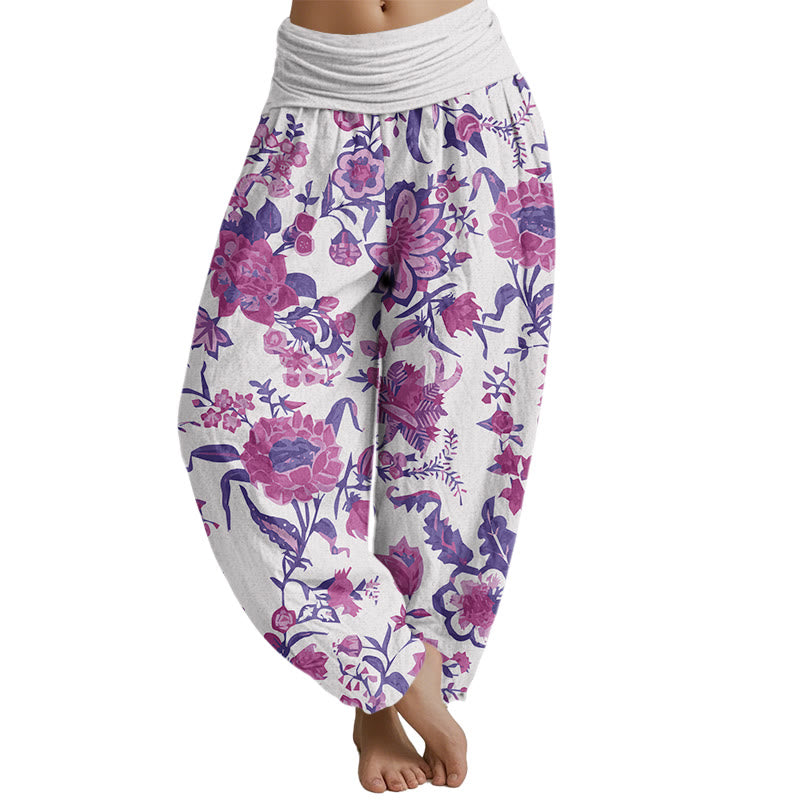 Pantalones harén con cintura elástica para mujer con estampado de girasol de Mythstone 