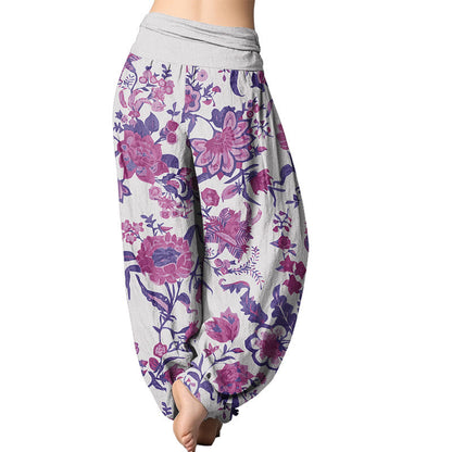 Pantalones harén con cintura elástica para mujer con estampado de girasol de Mythstone 