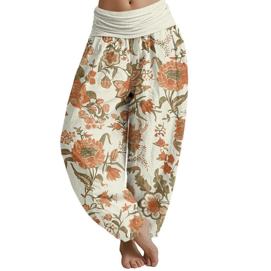 Pantalones harén con cintura elástica para mujer con estampado de girasol de Mythstone 