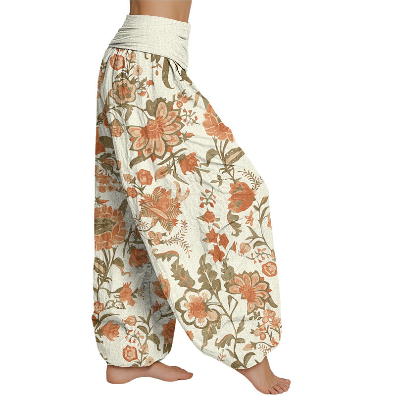 Pantalones harén con cintura elástica para mujer con estampado de girasol de Mythstone 