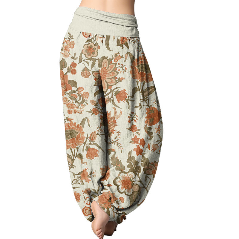 Pantalones harén con cintura elástica para mujer con estampado de girasol de Mythstone 