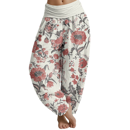 Pantalones harén con cintura elástica para mujer con estampado de girasol de Mythstone 