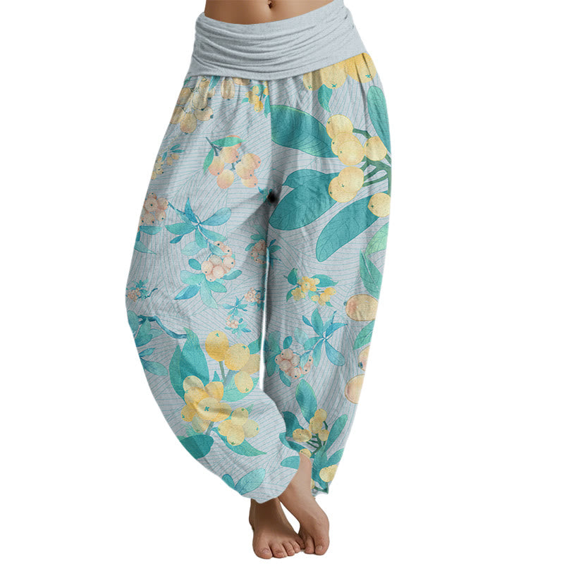 Mythstone Casual Loquat Pattern Women's Elastic Waist Harem Pants