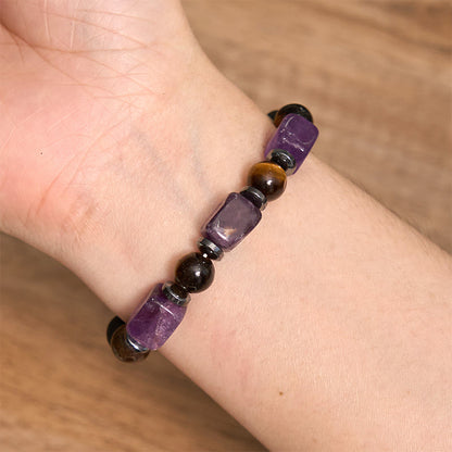 Mythstone Various Crystals Cube Amethyst Lava Rock Support Bracelet