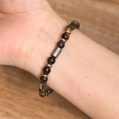 Mythstone Tiger Eye Hematite Strength Buckle Chain Bracelet